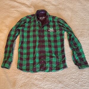 Billionaire Boys Club Green and Black Plaid Shirt